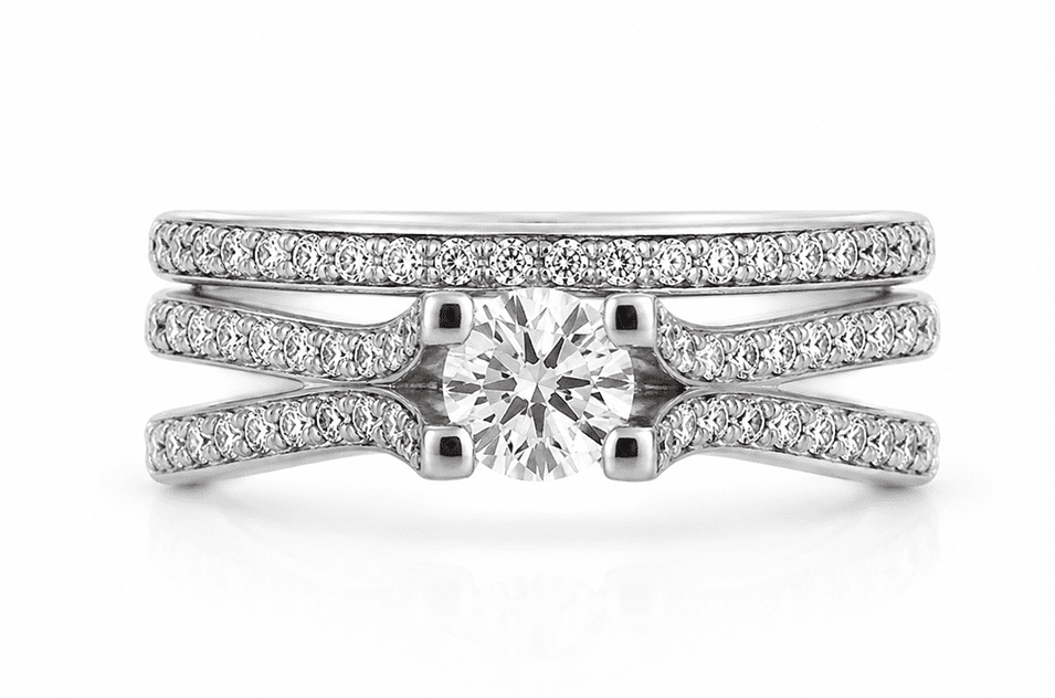 Elegant diamond ring set in silver